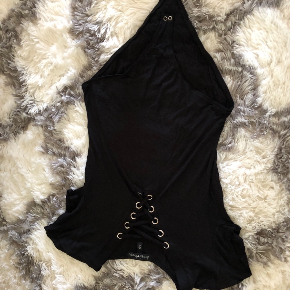 Black lace up onesie